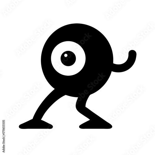 Eyeball Monster With Shadow Effect Icon Vector Silhouette