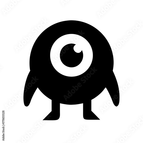 Eyeball Monster With Teeth Icon Vector Silhouette
