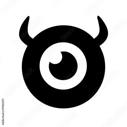 Eyeball With Devil Horns Icon Vector Silhouette