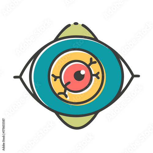 Eyeball With Jack O Lantern Face Pupil Icon Vector