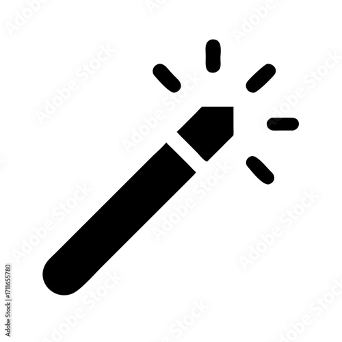 Floating Magic Wand With Aura Icon Vector Silhouette