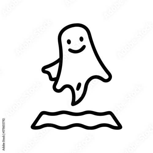 Floating Sheet Ghost Above Ground Icon Line Art