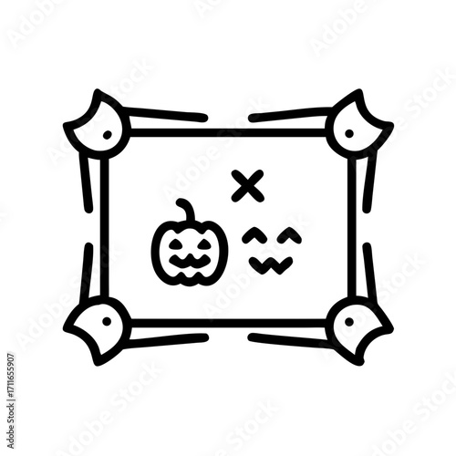Frame With Mixed Halloween Symbols Icon Line Art