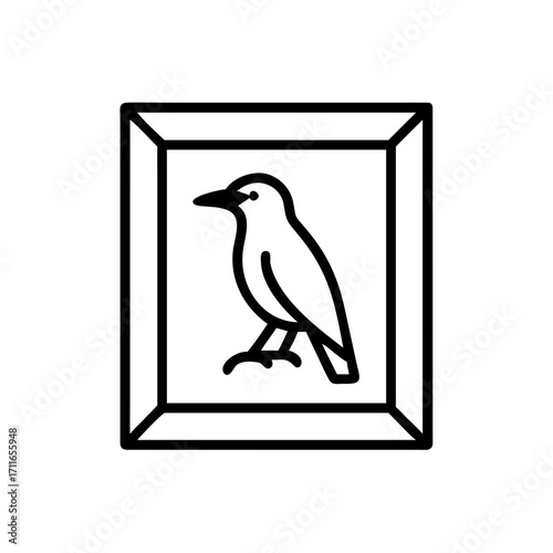 Frame With Raven Sitting On Top Icon Line Art