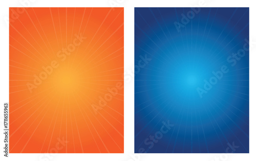 Orange and blue sunburst gradient background design