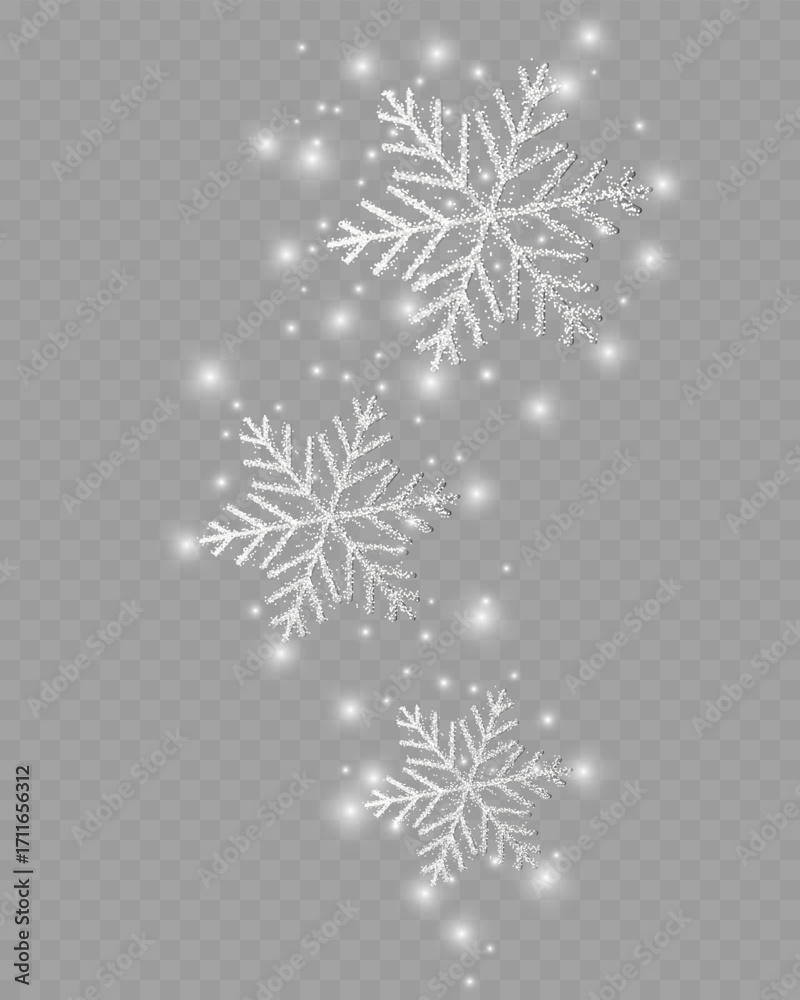 Fototapeta premium Christmas and New Year background with snowflakes, isolated.