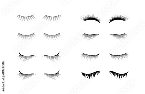 Eyelashes set beauty makeup extensions isolated vector illustration