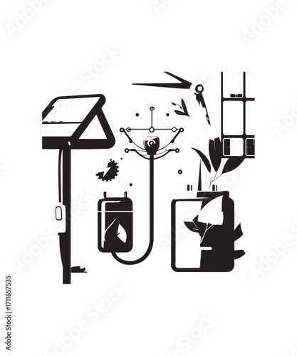 vector illustration of an electric power station