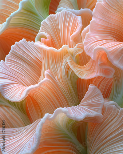 Peach and Cream 3D Abstract Floral Illustration