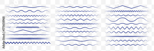 Waves line set. Wave ornament pattern. Set of wavy zigzag lines. Wave thin line background. Vector zigzag and wavy horizontal underline. Vector illustration