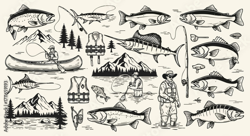 Catch the adventure! Anglers reel in trophy fish amidst stunning mountain and river landscapes.