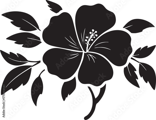 Black and white hibiscus flower vector graphic - svg, png, eps eps silhouette