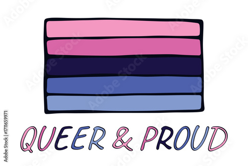 Colorful Omnisexual pride flag Happy pride day LGBTQ community Pride Month Vector hand drawn doodle for posters, stickers, logo, cards