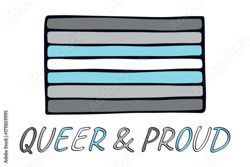 Colorful Demiboy pride flag Happy pride day LGBTQ community Pride Month Vector hand drawn doodle for posters, stickers, logo, cards