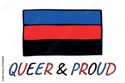 Colorful Polyamory pride flag Happy pride day LGBTQ community Pride Month Vector hand drawn doodle for posters, stickers, logo, cards