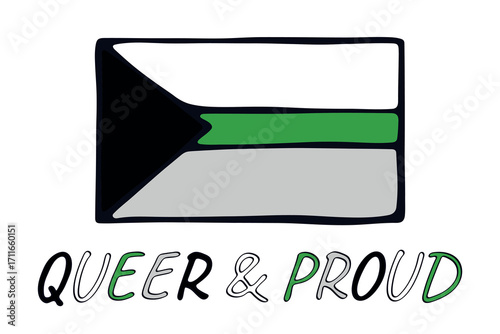 Colorful Demiromantic pride flag Happy pride day LGBTQ community Pride Month Vector hand drawn doodle for posters, stickers, logo, cards