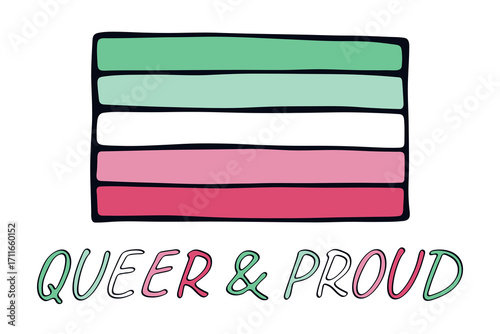 Colorful Abrosexual pride flag Happy pride day LGBTQ community Pride Month Vector hand drawn doodle for posters, stickers, logo, cards