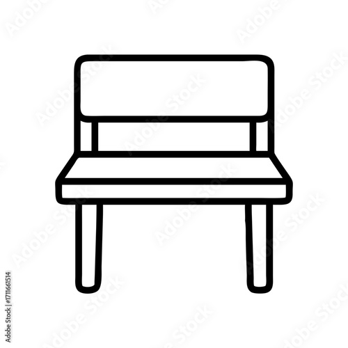 Simple line art icon of a wooden bench isolated on transparent background