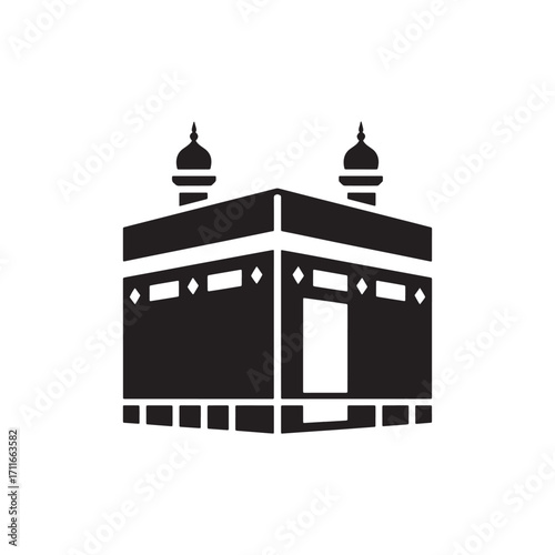 Captivating Silhouette Depiction of the Holy Kaaba in Mecca An Iconic Symbol of Islamic Faith Representing Unity Pilgrimage and Spiritual Devotion in Exquisite Detail