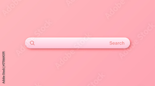 Colorful 3d search bar template. Internet browser engine with search box, address bar and text field. UI design, website interface element with web icons and push button. Vector illustration