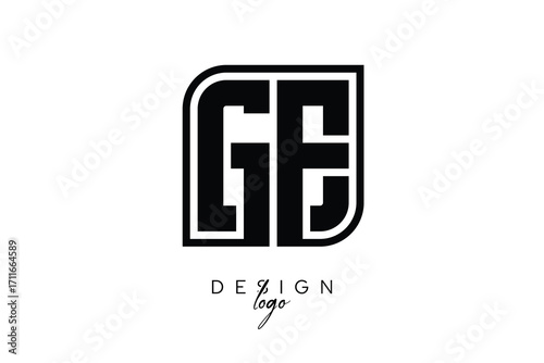 GE Block Monogram Logo – Bold Geometric Lettermark in Rectangular Style for Modern Branding & Identity