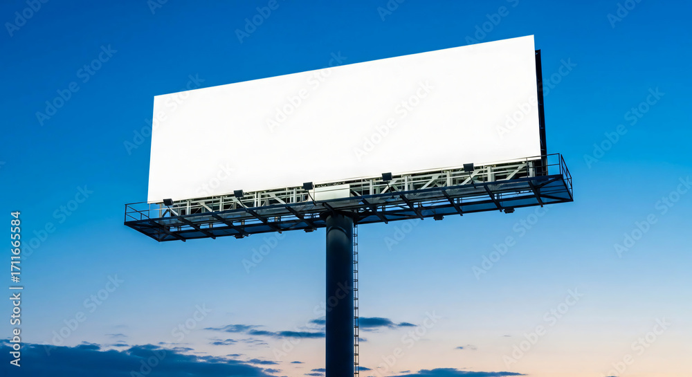 Obraz premium Billboard Blank Canvas: Outdoor Advertising Space Under Blue Sky