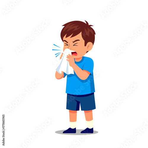bot sneezing into a tissue