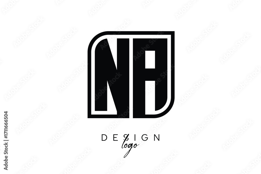 Fototapeta premium NA Block Monogram Logo – Bold Geometric Lettermark in Rectangular Style for Modern Branding & Identity
