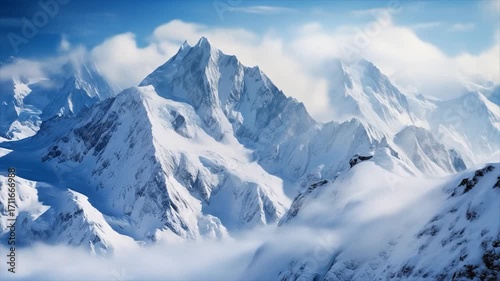 Wallpaper Mural 雪が積もった高い山、雪山空撮ビデオ、動画 Torontodigital.ca