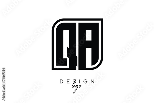 QA Block Monogram Logo – Bold Geometric Lettermark in Rectangular Style for Modern Branding & Identity