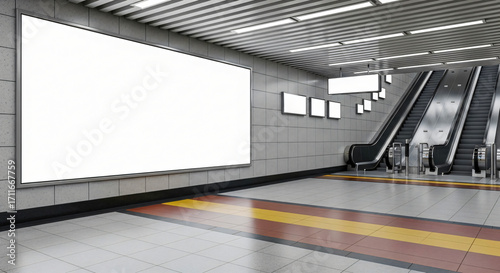 Wallpaper Mural Blank Billboard in Subway Station with Escalators Torontodigital.ca