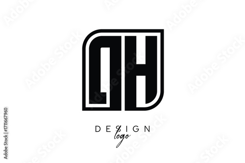 DH Block Monogram Logo – Bold Geometric Lettermark in Rectangular Style for Modern Branding & Identity