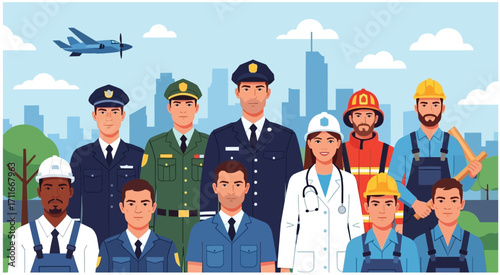 labour day celebration with group professionals