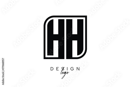 HH Block Monogram Logo – Bold Geometric Lettermark in Rectangular Style for Modern Branding & Identity