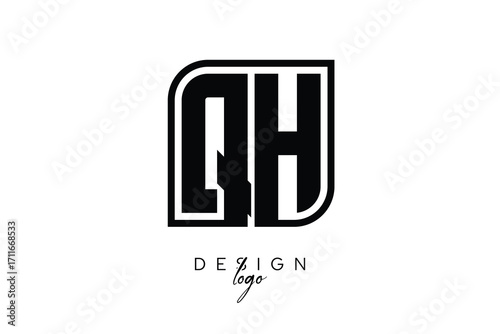 QH Block Monogram Logo – Bold Geometric Lettermark in Rectangular Style for Modern Branding & Identity