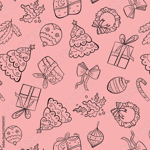 The Christmas pattern. New Year. Christmas Tree Gifts Christmas Balls Star. Ideal for paper textiles.