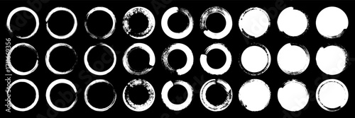 Grunge circles, brush strokes, lines, ink smudges, hand-drawn scribble shapes. Handmade sketchy marks, acrylic stains, charcoal streaks. Paint textures, dry brush effect. Vector illustration
