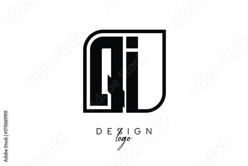 QI Block Monogram Logo – Bold Geometric Lettermark in Rectangular Style for Modern Branding & Identity