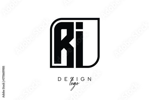 RI Block Monogram Logo – Bold Geometric Lettermark in Rectangular Style for Modern Branding & Identity