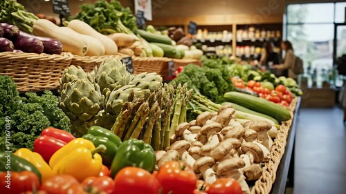 Fresh Produce Display at Local Supermarket, A Colorful Array of Vegetables