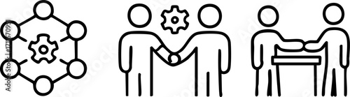 Business Collaboration Partnership and Process Management Icons.