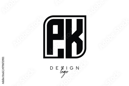 PK Block Monogram Logo – Bold Geometric Lettermark in Rectangular Style for Modern Branding & Identity