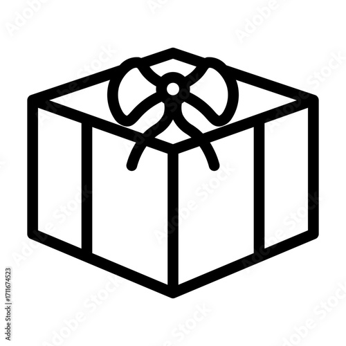 Square Giftbox With Big Ribbon line icon