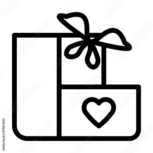 Three Giftboxes With Ribbon And Heart line icon