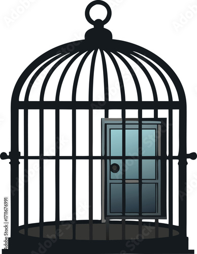 Birdcage Door, Freedom, and Choice Concept