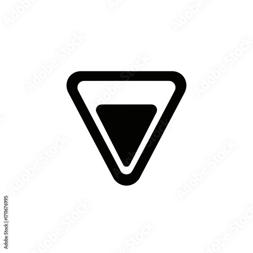 Detailed yield sign silhouette vector