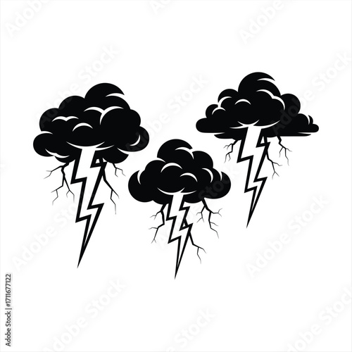 Thunderstorm Cloud Lightning Bolt Icon Vector for Weather Symbol Design