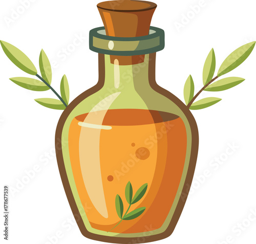Aromatic Herbal Oil in Glass Bottle