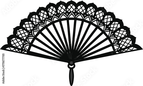Elegant Black Lace Hand Fan Design
