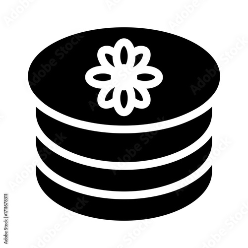 Round Giftbox With Flower glyph icon
